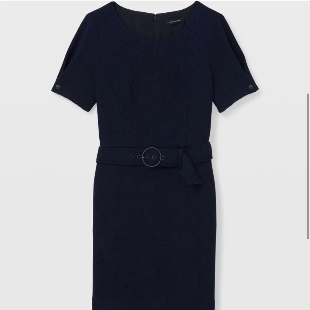Club Monaco Textured Knit Navy Mini Dress